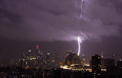 aerial photography of city at night time thumbnail