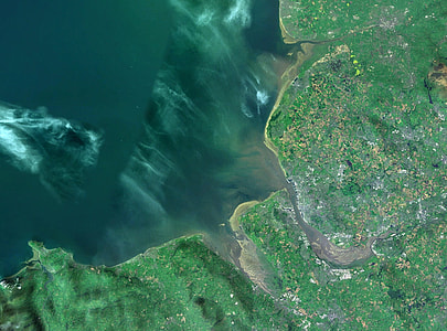 Satellite imagery showing Liverpool Bay in England thumbnail