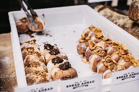 Doughnuts Served on White Tray thumbnail