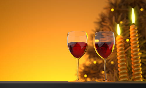 two wine bottle and candles sticks thumbnail