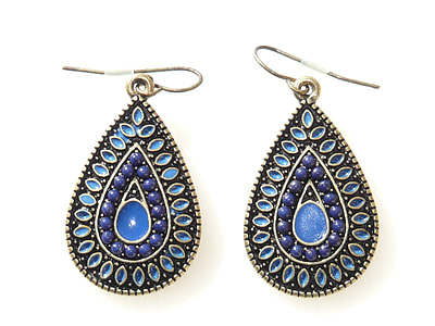 pair of women's gold-blue-and-purple drop earrings thumbnail
