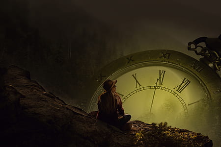 female sitting looking at clock thumbnail