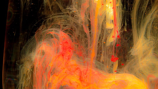 red, yellow, and black abstract painting thumbnail