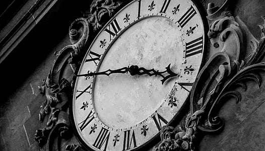 grayscale photograph of analog clock thumbnail