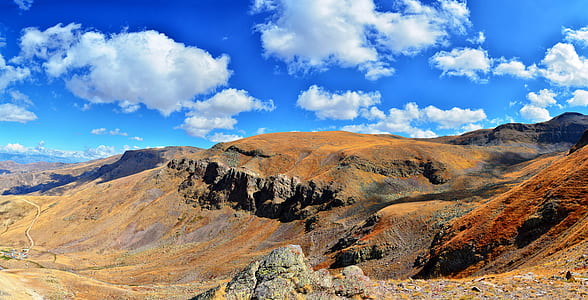 mountain under blue clouds thumbnail
