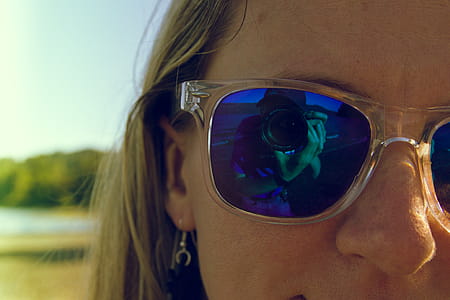 Woman Wearing Blue Sunglasses thumbnail