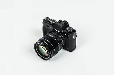 black Fujifilm DSLR camera thumbnail