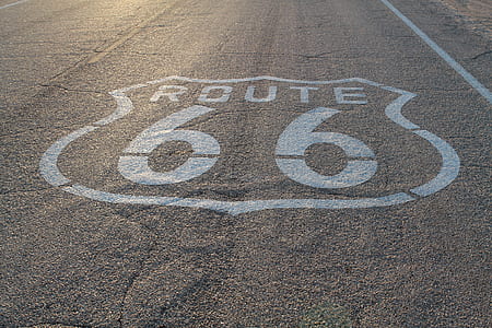 Route 66 printed concrete road during daytime thumbnail