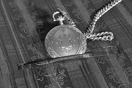 round pocket watch with chain-link necklace thumbnail