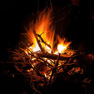 bonfire lighted at night time thumbnail