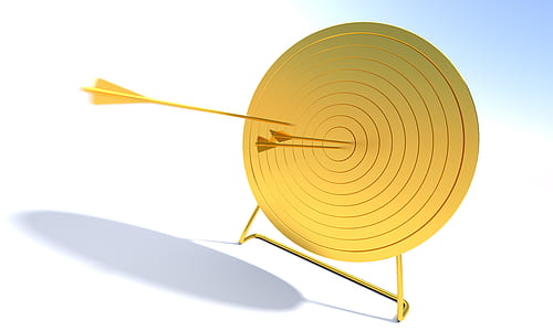 round yellow target board with three arrows thumbnail