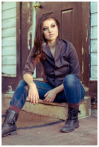 woman sitting near door thumbnail