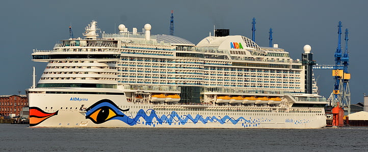 white and blue cruise ship on sea at daytime thumbnail