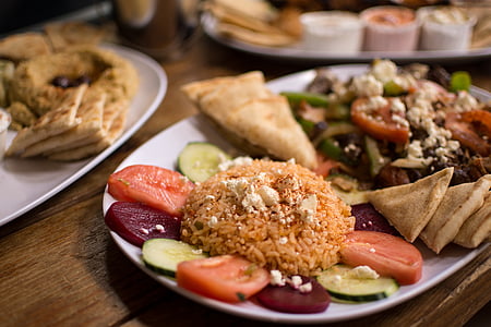 selective focus photo food platter on brown wooden board thumbnail