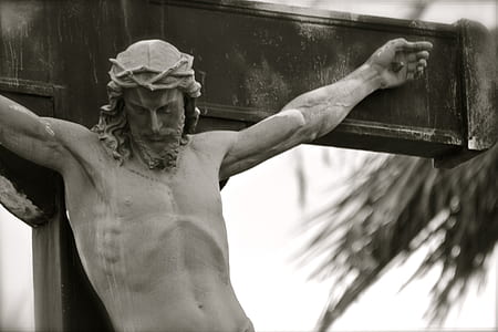grayscale photo of crucifixion thumbnail