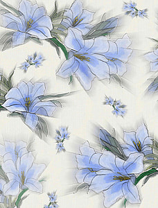 close up photo of blue and white floral textile thumbnail