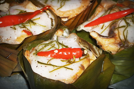 red, meal, leaf, fish thumbnail