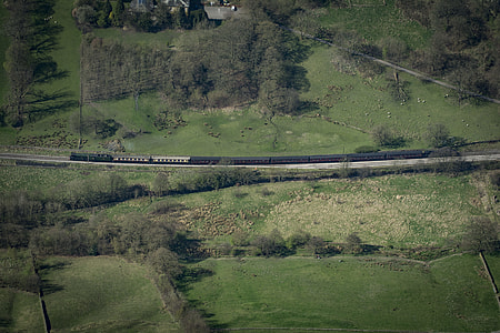 aerial photo of black train thumbnail