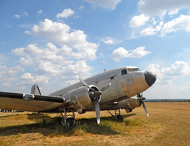 white monoplane on green grass field under cloudy sky thumbnail