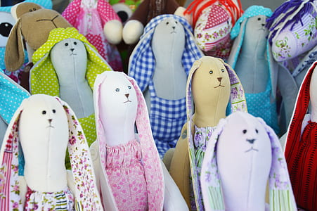 assorted-color rabbit plush toys close-up photo thumbnail