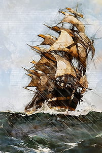 brown galleon painting thumbnail