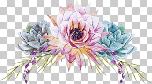 Watercolor painting Floral design Wedding Flower, Hand-painted flowers , pink and teal flower illustration PNG clipart