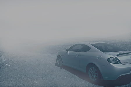 grayscale photography of silver sports coupe thumbnail