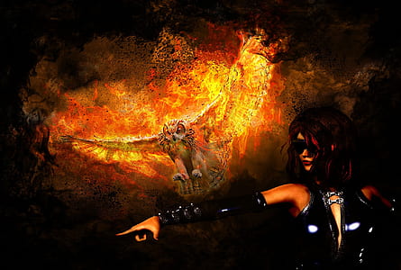 flaming owl illustration thumbnail