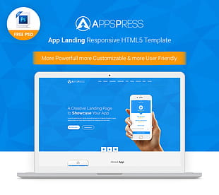 AppsPress Landing Page Template psd file