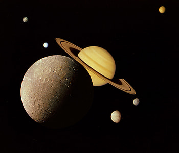 Saturn and its moons thumbnail