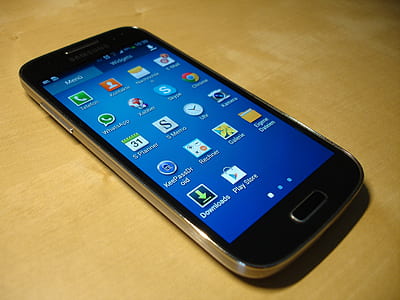 black Samsung Galaxy Android smartphone turned-on thumbnail