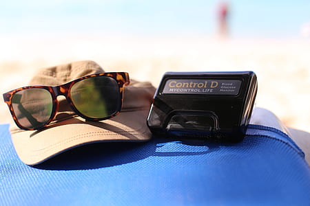 sunglasses on top of hat thumbnail