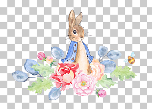The Tale of Peter Rabbit Watercolor painting , Rabbit and flowers, illustration of rabbit PNG clipart
