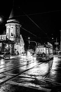 tram on tracks on road thumbnail