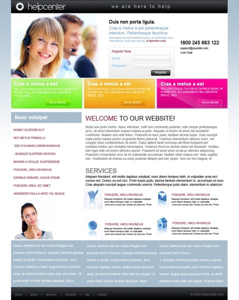 Help Centre Free PSD Template psd file