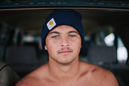 man in black knit cap while taking photo thumbnail