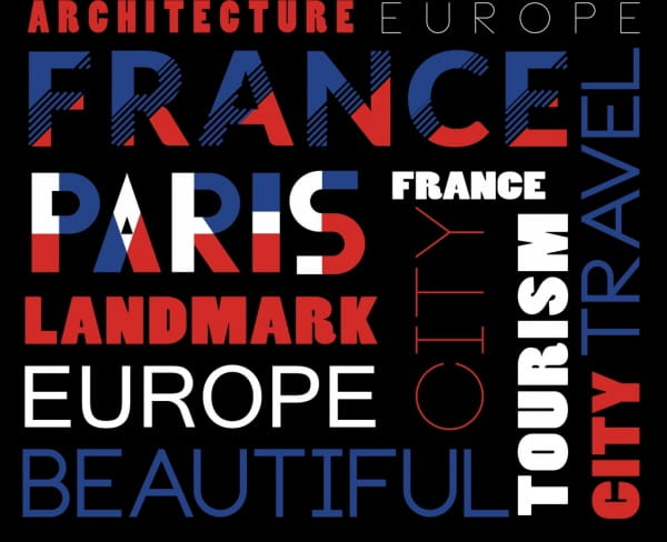 France Advertising Banner Capital Lettering Decoration Flat Design