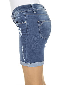 person wearing blue denim shorts thumbnail