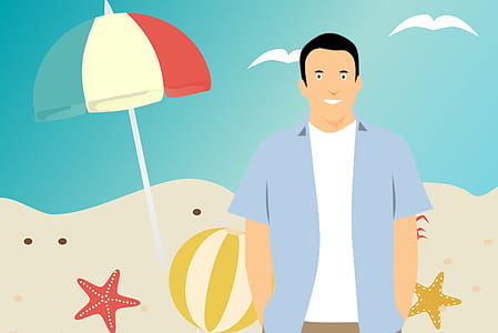 Illustration of man on summer vacation. thumbnail