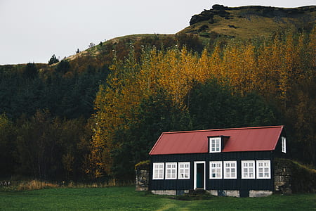 white and black house on the foot of hill at daytime thumbnail