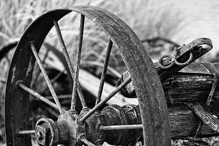 Rusted Wheel Grayscale Photo thumbnail