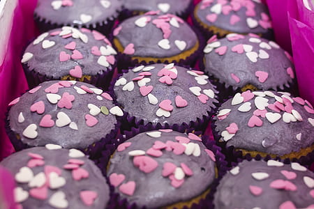 muffins with heart toppings in box thumbnail