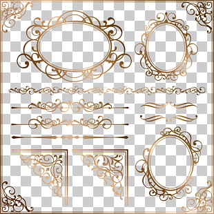 Ornament frame Euclidean , European gold border pattern, blue background with text overlay PNG clipart