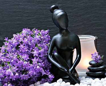woman, sculpture, figure, statue, beautiful woman, flowers thumbnail