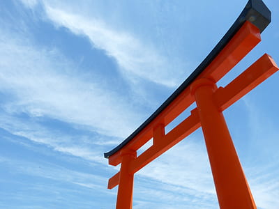low angle photo of shrine in Japan thumbnail
