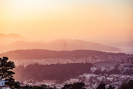 Evening San Francisco Hills with The Golden Gate Bridge in The Distance thumbnail