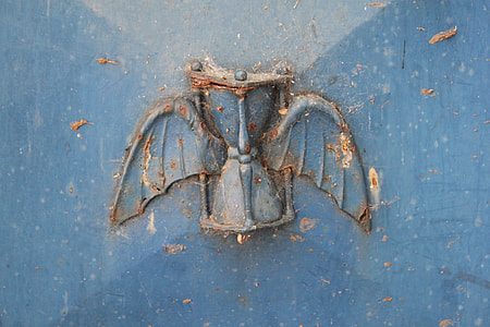 hourglass with wings blue concrete decor thumbnail