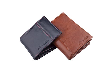 two black and brown leather bi-fold wallet thumbnail