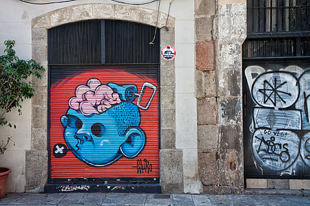 Street art captured in the Gothic Quarter of Barcelona in Spain thumbnail
