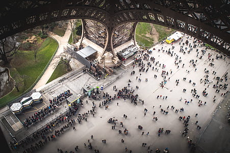 aerial photography of Eiffel Tower interior thumbnail